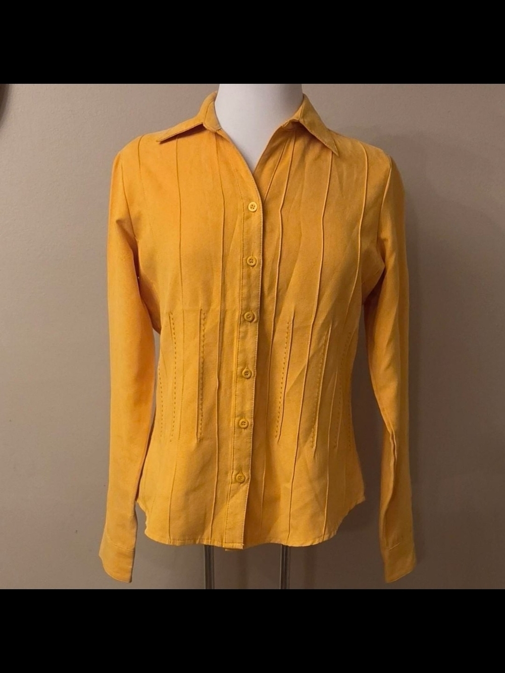 Vintage Baxter & Wells Marigold Yellow Button Up Blouse